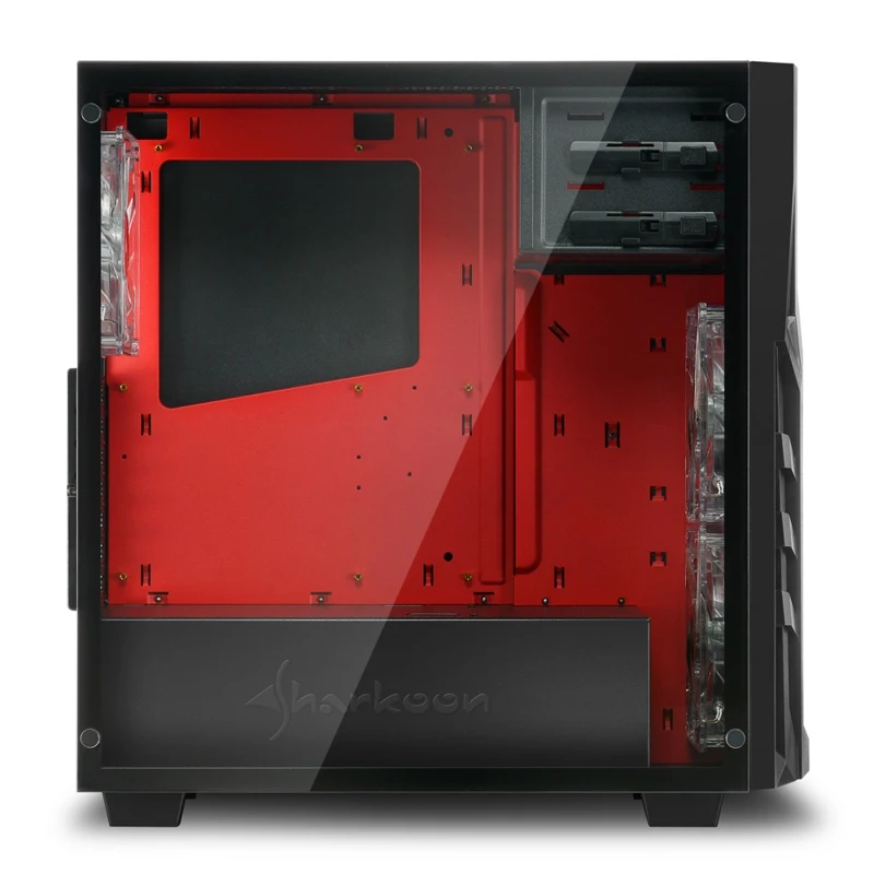Корпус Sharkoon DG7000-G red ATX, mATX, Mini-ITX, Midi-Tower, 2xUSB 2.0, 2xUSB 3.0, Audio, 3x140mm fan, без БП, led blue, акрил