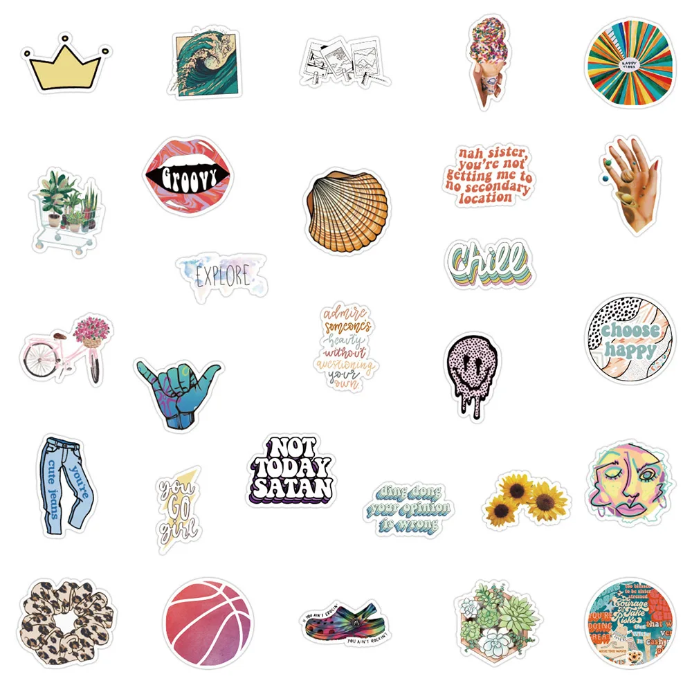 10 30 50pcs cartoon girl vsco stickers aesthetic decal kids toy scrapbook phone diary laptop guitar bike cute waterproof sticker stickers aliexpress