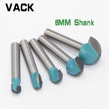 

VACK 6mm Shank Ball Nose End Mill Round Nose Cove CNC Milling Bit Radius Core Box Solid Carbide Router Bit Tools 4 5 pcs Set