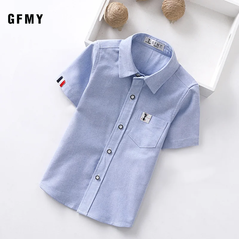 Summer Children Shirts Casual Cotton Short-sleeved Boys Shirts For 2-14 Years boys short sleeve shirts