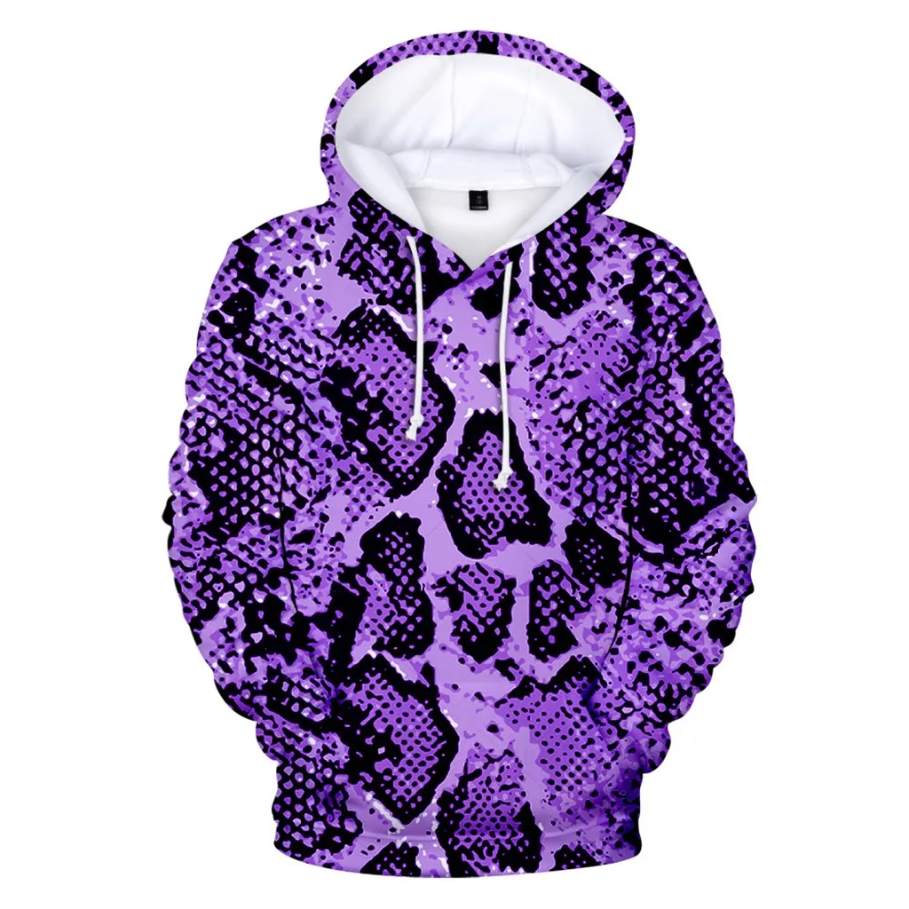 Men's Autumn Spring Fashion 3D Fur Printed Long Sleeve Hoodies Tops Sweatershirt
