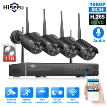 Hiseeu 8CH sans fil NVR 1080P HD extérieur système de caméra de sécurité à domicile CCTV vidéo Surveillance NVR Kit 1080P Wifi caméra ensemble noir(China)