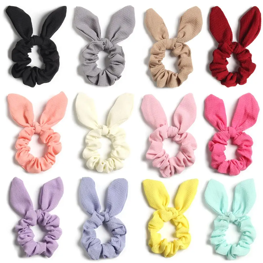 Furling-Girl-1PC-Solid-Color-Rabbit-ears-Polyester-Hair-Ponytail-Holder ...