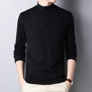 

Autumn and winter new men's fleece long-sleeved T-shirt warm bottoming shirt solid color round neck shirt 6308
