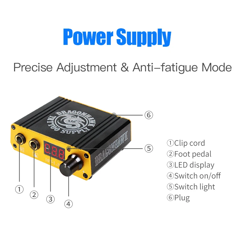 

Top Quality Multiple Color Mini Tattoo Power Box Dragonhawk LCD for Tattoo Machine Power Switch Supply