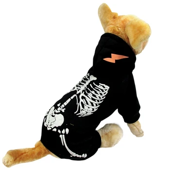 

Pet Clothes For Small Dogs Skeleton Print Cat Dog Vest T-Shirt Black Pet Apparel Halloween Cosplay 2020