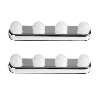 

TOP 2 Piece 4 Bulb Punch-Free Led Mirror for Makeup Installation Suction Cup Vanity Battery Powered Bathroom Wall Lamp