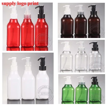 

Capacity 200ml 20pcs/lot Long-necked bottle pump pump head multicolor square, PET lotion bottle supply logo Silk-screen Printing