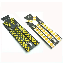 Модные забавные желтые смайлики на подтяжках Свадебные подтяжки для вечеринки Женская мужская одежда унисекс брюки эластичный ремень