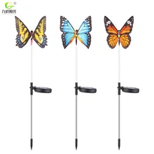 Amazon Горячая Солнечная наземная лампа наружная Водонепроницаемая красочная бабочка газон пейзаж двора светодиодный газон свет