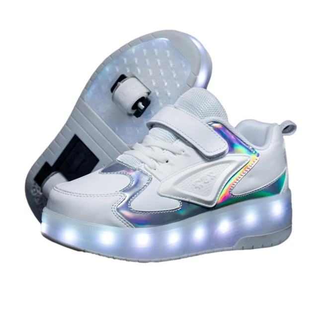 Zapatillas de Skate ruedas para niños, zapatos con 2 ruedas recargables por USB, luminosas y brillantes, Unisex _ - Mobile