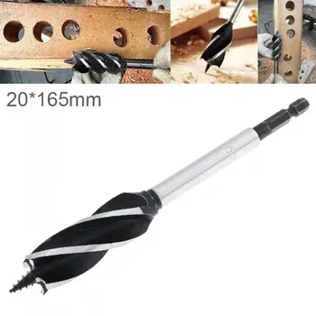 

1pcs 20 x 165mm Four-slot Woodworking Drill Bit Hole Drilling Tool with Center Drill Head and Hex Shank for Woodworking Opening