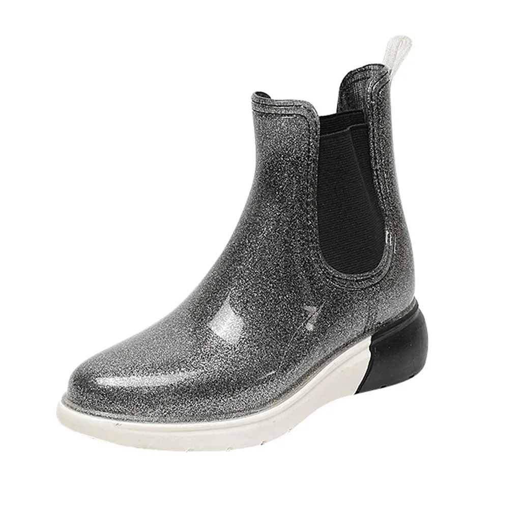 Short Rain Boots for Women Fashion Slip-On Flashing Waterproof booties European Ladies shoes ботинки женские зимние new