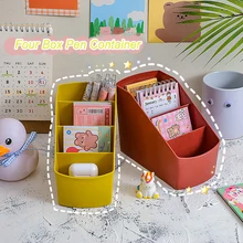 Boîte de rangement japonaise quatre boîtes, conteneur de stylos, boîte de rangement de papeterie de bureau de couleur Pure, boîte de tri créative rectangulaire multifonctionnelle
