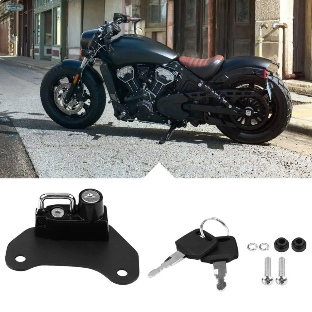 Мотоциклетный Противоугонный замок для шлема из сплава черного цвета с 2 ключами универсальный для индийского скаута/Sixty