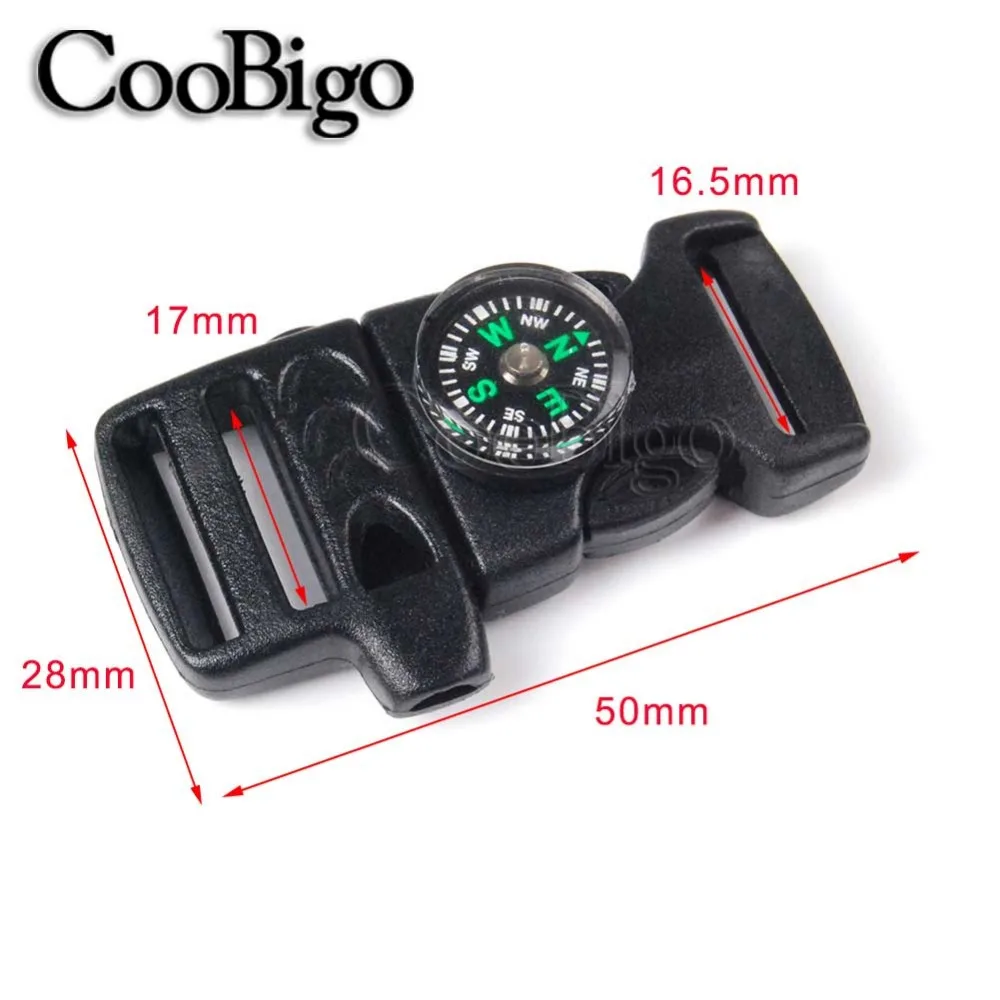 10pcs Emergency Survival Whistle Buckle with Compass for Outdoor Camp Paracord Bracelet Backpack Strap Bag Accessories