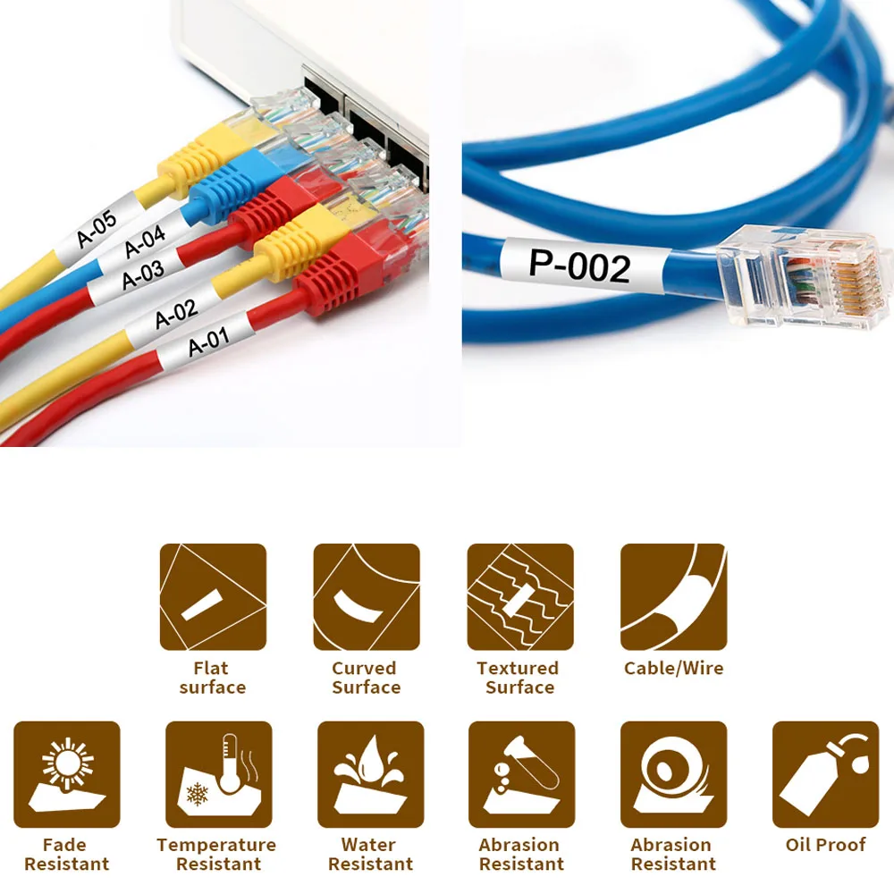 máquina de etiquetas, compatível com Brother HSE-211, 221, 231, 621, 6mm, 9mm, 12mm