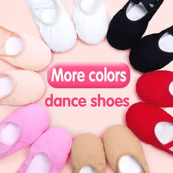 

Black, White, Pink, Red, Flesh,Tan Soft Ballet Slippers Girls Kids Ballet Dance Shoes Training Shoes For Girls Women 24-40 Size