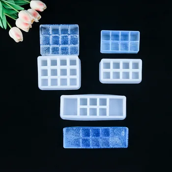 

Crystal Epoxy Resin Mold Square Lattice Lipstick Storage Box Casting Silicone Mould DIY Crafts Desktop Decor Jewelry Making Tool