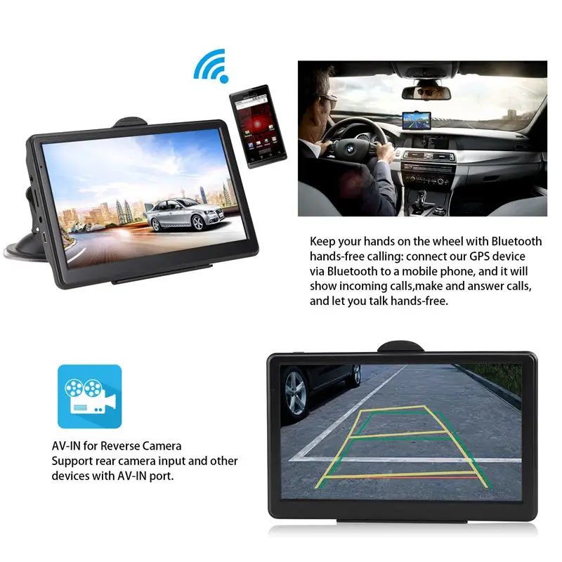 Auto Gps Navigator 7 Zoll Stimme Navigation System Hd Presse Bildschirm 8GB Eingebauten Speicher La