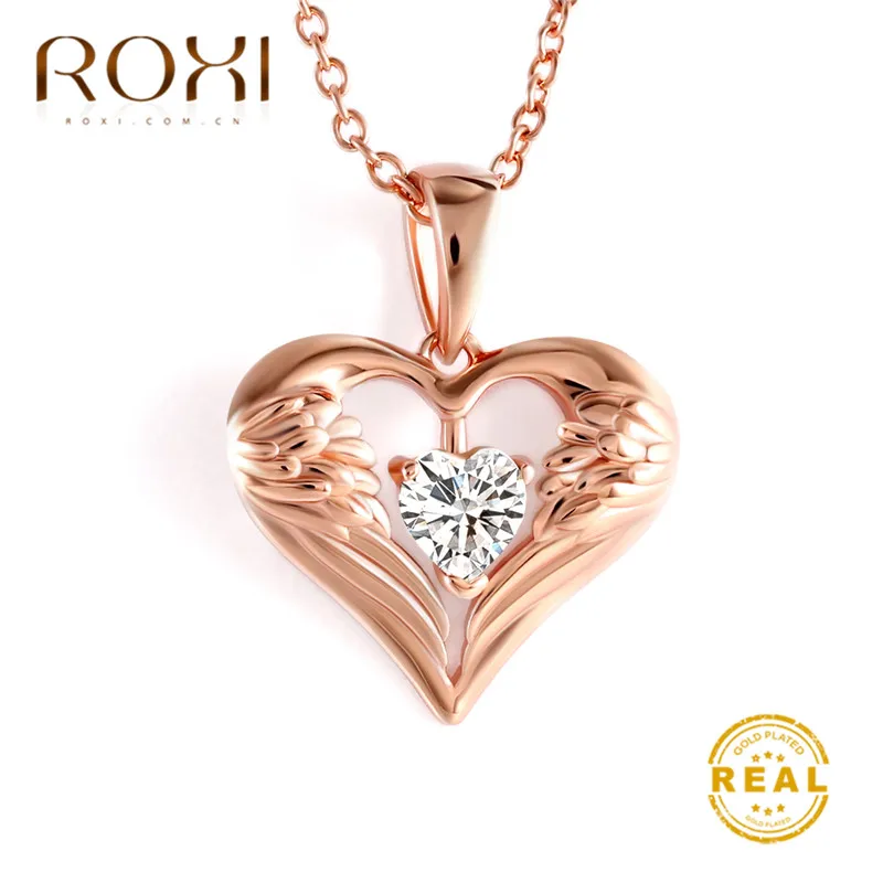 

ROXI Vinatge Angel Wings Heart Necklaces Pendants Embellished with AAA Zircon for Women Jewelry Birthday Gifts Choker Necklace