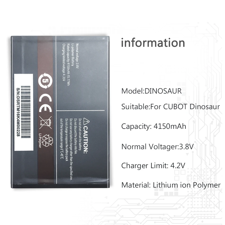 Для CUBOT динозавра 4150mAh аккумулятор для смартфона литий-ионные полимерные батареи для CUBOT динозавра