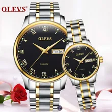 OLEVS Reloj de pulsera de acero inoxidable para hombre y mujer, cronógrafo de cuarzo, resistente al agua, regalo, 5568
