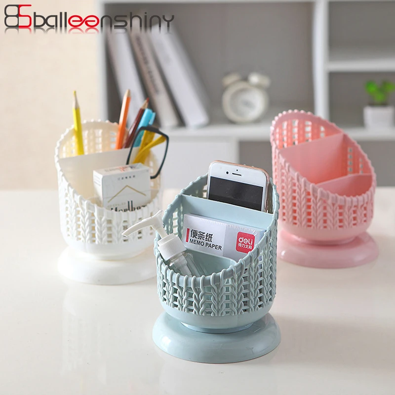 

BalleenShiny PP Rattan 3 Grids Storage Box Eco-friendly Kitchen Tableware Utensil Neaten Organizer Desktop Office Stationery Box