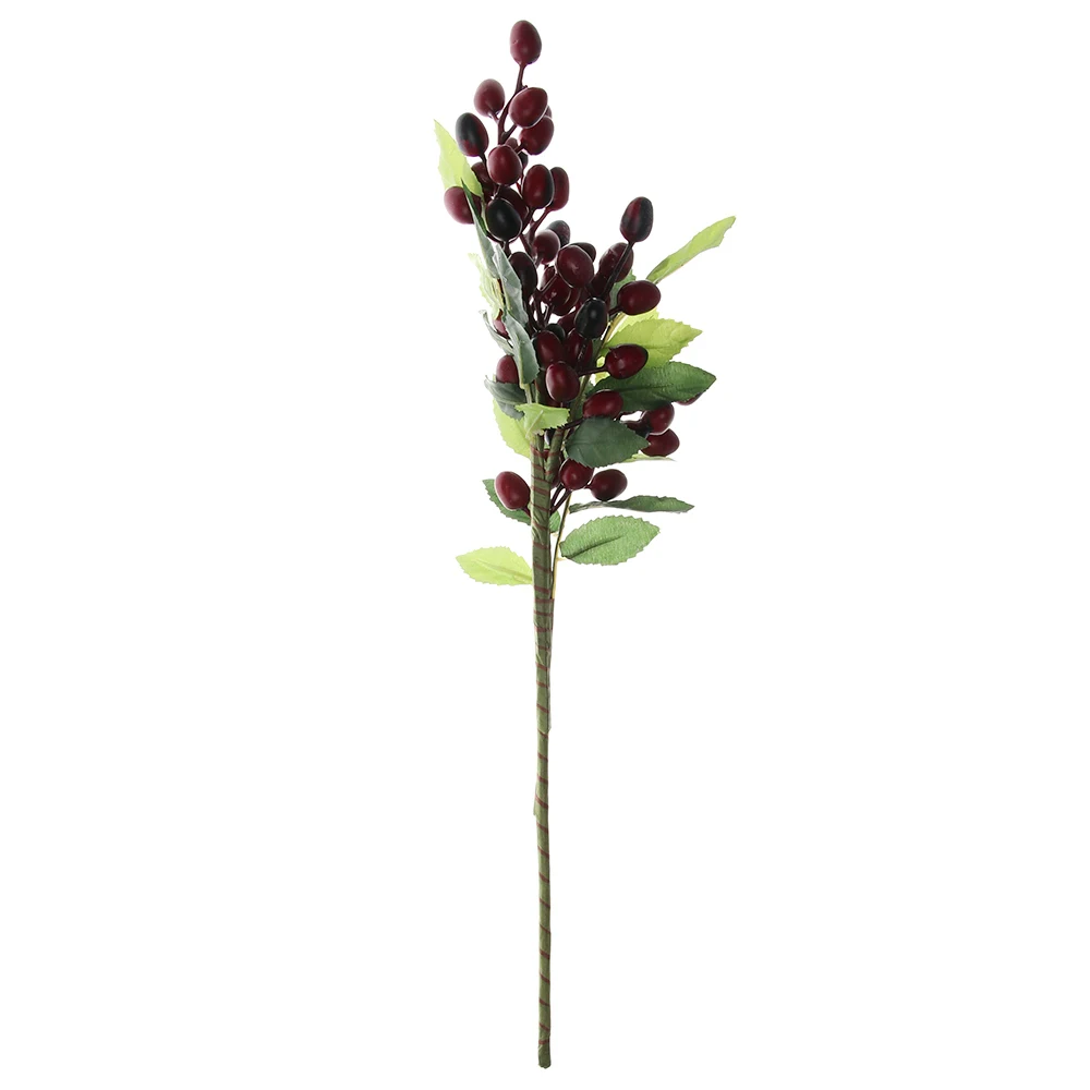 39cm Fake Olive Fruit Bean Branch Flowers For Christmas Artificial Plant Berry Flowers For Wedding Home Room Wall Decoration