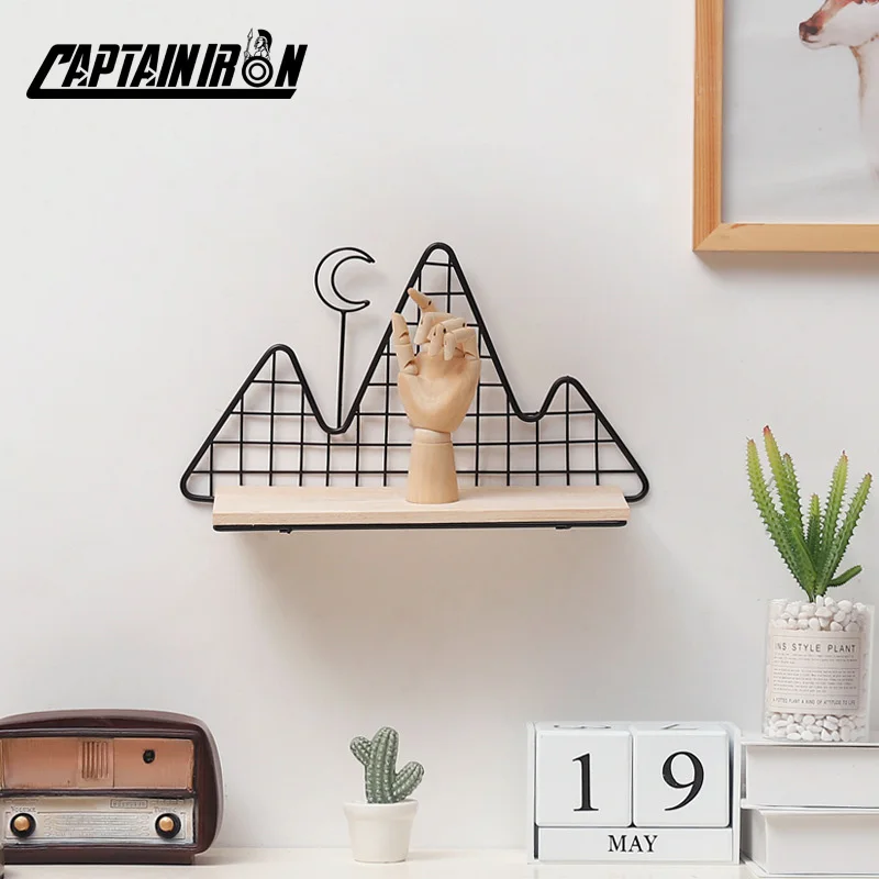 

CAPTAINIRON Decorative Wall Shelf Mountain Shape Iron Wall Shelves Scandinavian Style Home Decor Metal Crafts Repisas Decoration