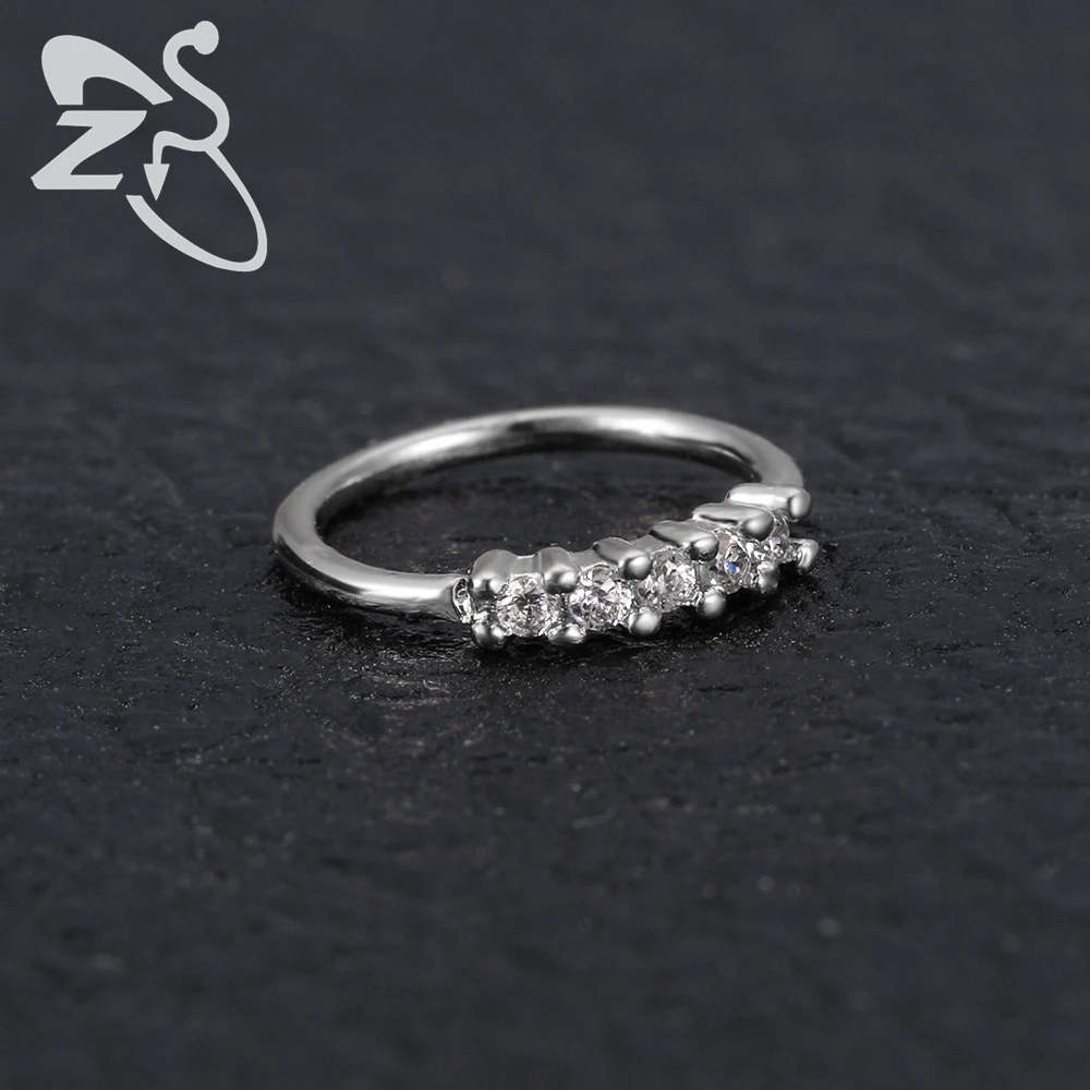 ZS, 1 шт., кольцо для носа, серьги для пирсинга из ушной хрящ с кристаллами Daith