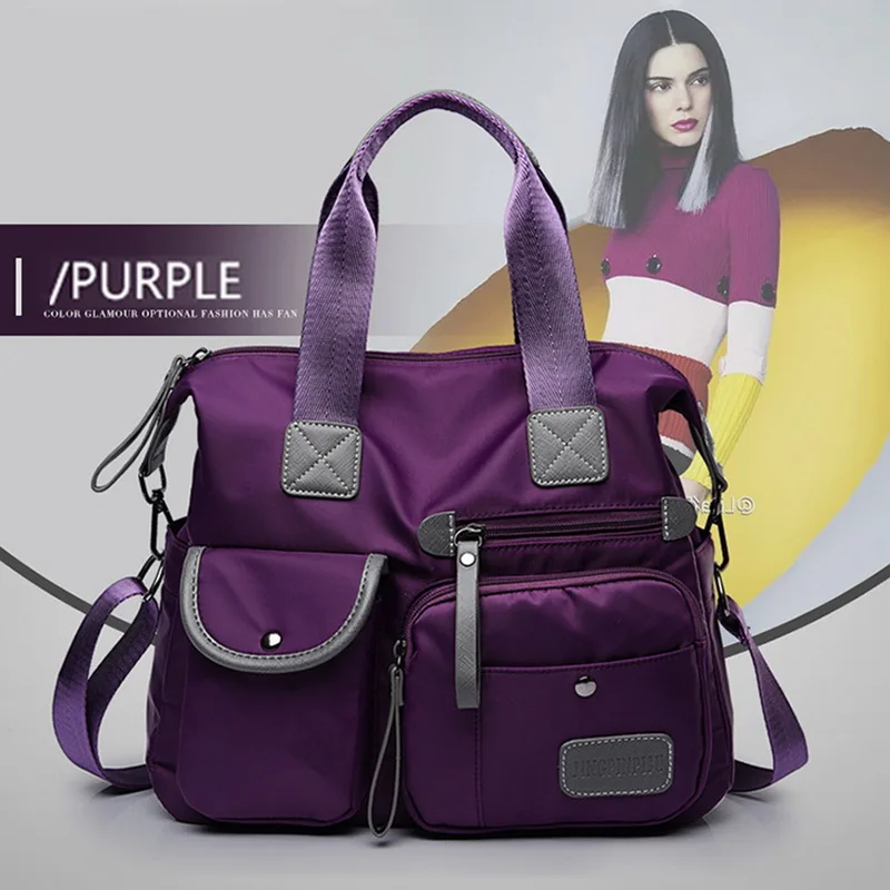 Adisputent Women's Multi-pockets Shoulder Bag New Fashion Portable Outdoor Travel Zipper Multi-functions Large Capacity Handbags - Цвет: purple(style1)