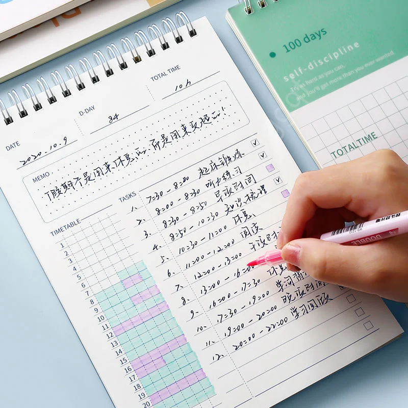 Goals Notebooks A5 And Journals,Spiral Notepads Agenda Timetable Diary Tracker Goal Setting Dream Planner PP Schedule Book