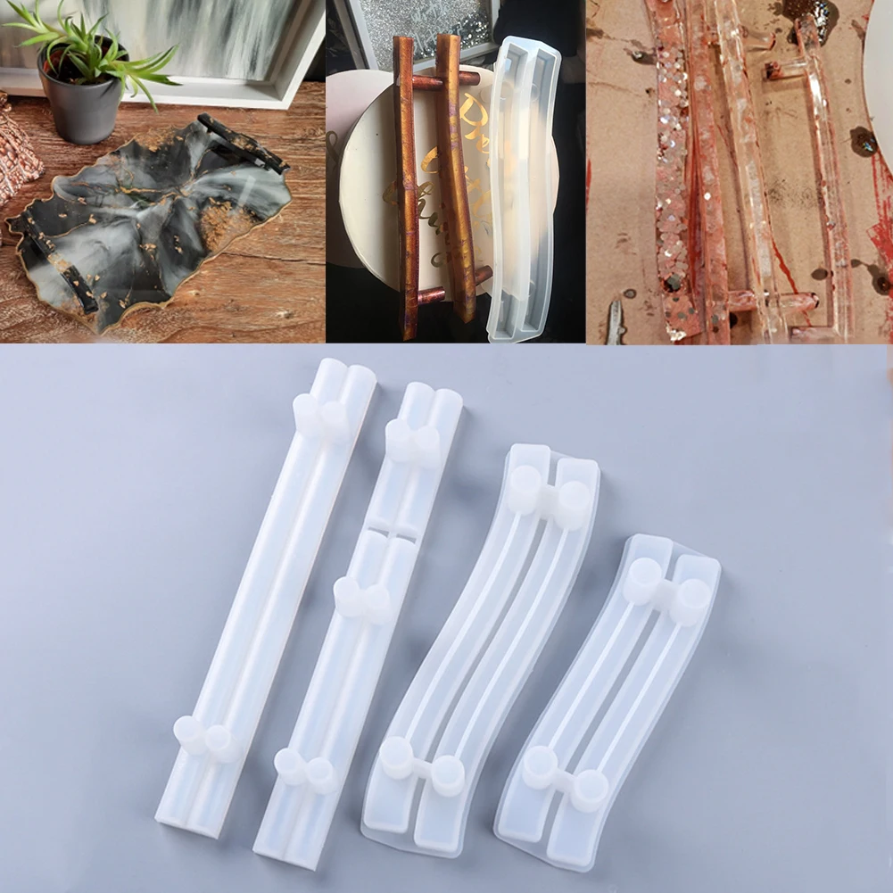 DIY 1 пара поднос пластина изгибающаяся ручка формы для эпоксидной смолы подставка