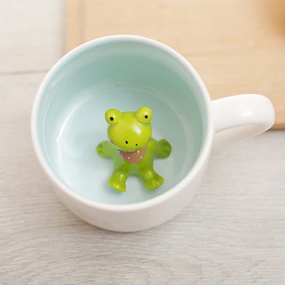 Frog W12 Кофейная Кружка 400 мл 3D молочная чашка с животными Милая мультяшная Панда Кролик креативная керамическая чашка термостойкая чашка из селадона - Цвет: Frog
