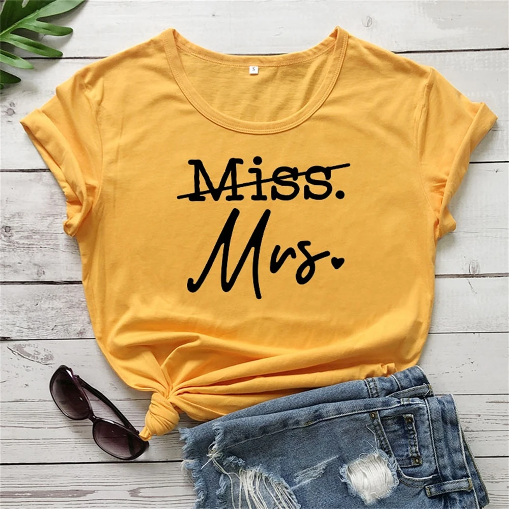 miss to mrs. new collection of women funny casual cats t-shirt bride to gift just married shirt bridal shower gift