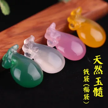 

Natural Agate Chalcedony Blessing bag Pendant Necklace Charm Jewellery Fashion Accessories Hand-Carved Man Woman Luck Amulet