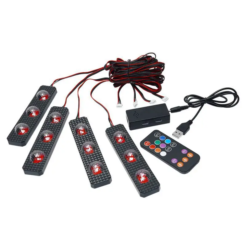 7 цветов USB светодиодный RGB Авто декоративная лампа для автомобиля окружающая ступня Звездный светильник интерьерный неоновый атмосферный светильник музыкальный голосовой контроль - Испускаемый цвет: 7 Colors