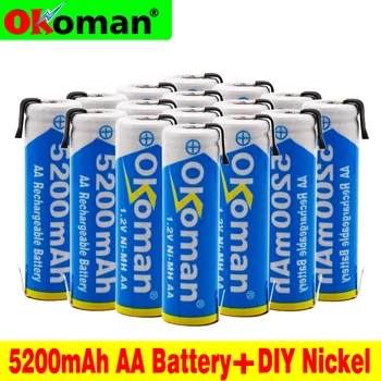 

1.2V 5200mAh NI MH AA Rechargeable Batteries aa Battery For welding tabs for Philips electric shaver razor toothbrush