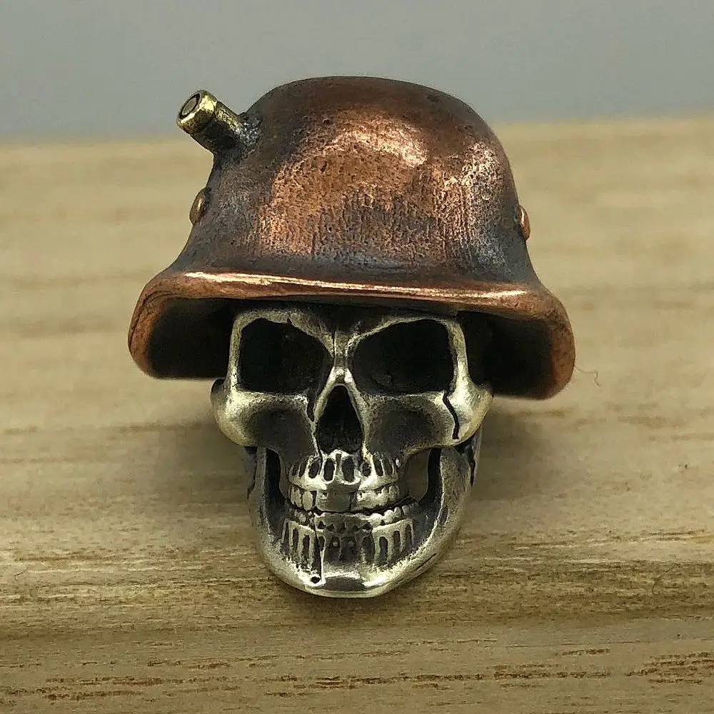 Outdoors DIY Tools EDC Brass Copper World War Helmet Skull Knife Beads Lanyard Pendants Key Rings Accessories | Спорт и развлечения