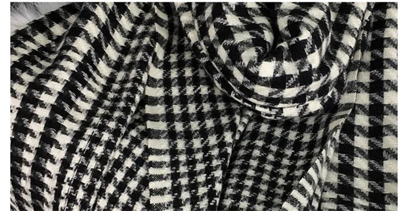 Классический черно-белый клетчатый дизайнерский шарф, Женская Роскошная брендовая клетчатая шаль из искусственного кашемира, Женский палантин, шарф, зимний теплый палантин