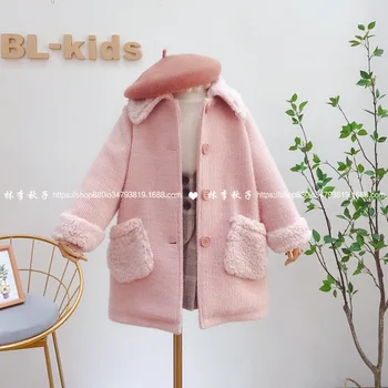 

Girls coat winter clothing 2020 new foreign woolen woolen girl children's woolen coat quilted children's clothing