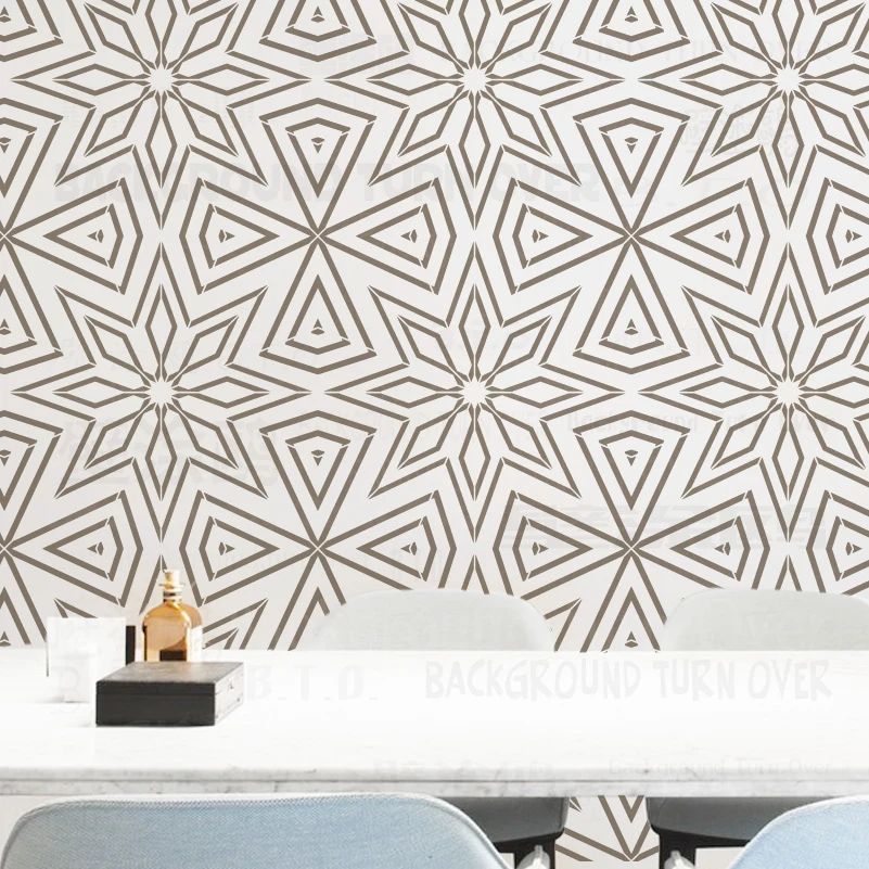 50 60cm Stencils For Walls Large Template Reusable Decor Flooring Tile Patterns Line Linear Retro Vintage Gatsby Star S010 afbeelding