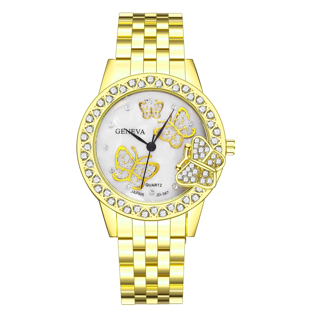 Women Rose Gold Diamond Butterfly Bracelet Watches Luxury Waterproof Quartz Rhinestone Geneva Wrist Watches Relogio Feminino