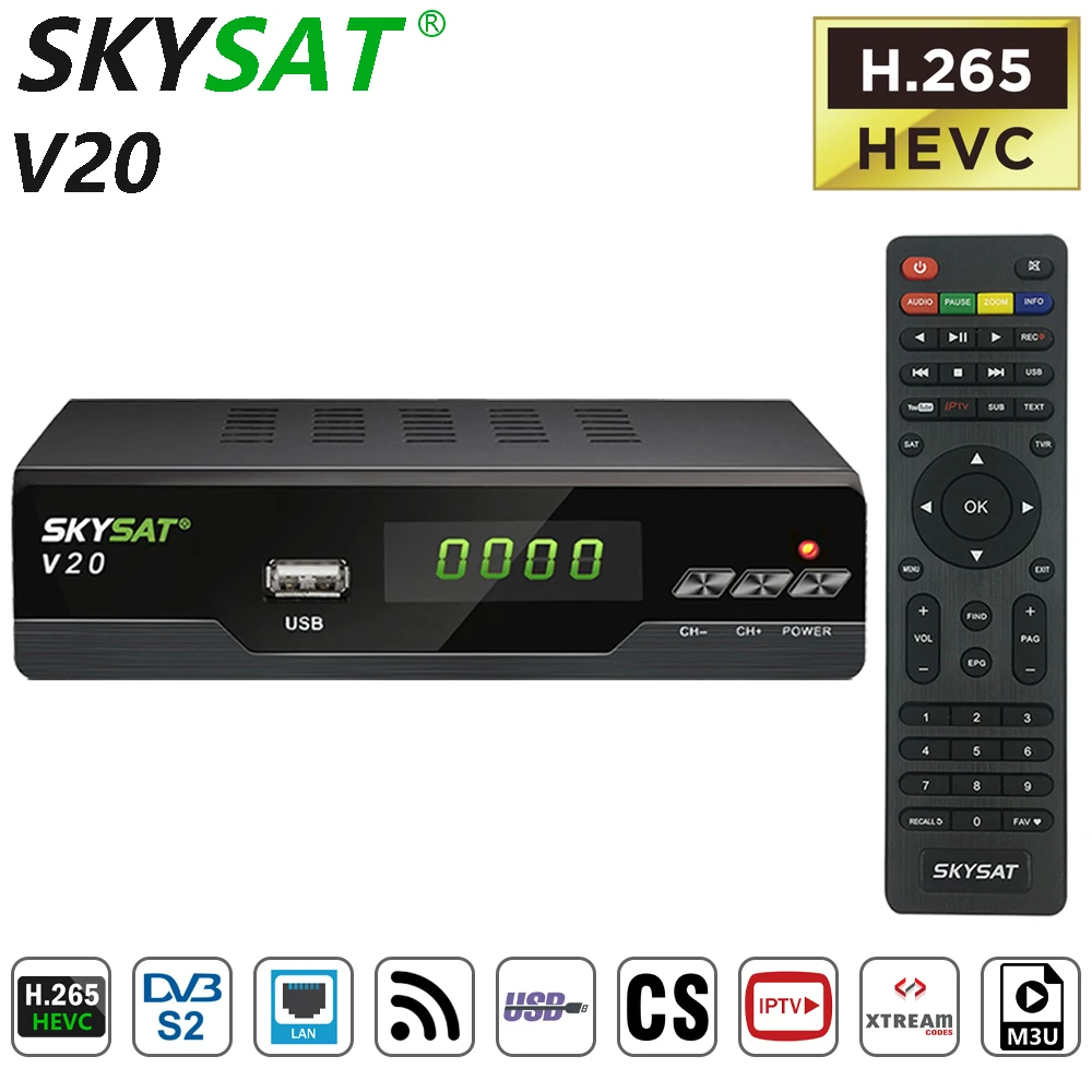 Спутниковый приемник SKYSAT V20 WiFi DVB S2 рецептор бразильский PK S2020 Gtmedia V8