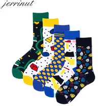 Jerrinut высокое качество осень-зима унисекс Повседневное парные носки красочные чесаный хлопок головоломки с геометрическим принтом носки со смешным рисунком