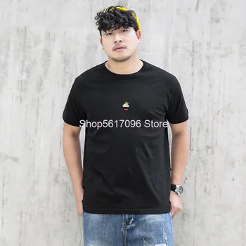 

Big Size T Shirt Male Short Sleeve Round Neck Fat Half Sleeve Pure Cotton T-shirt Plus Fat Plus