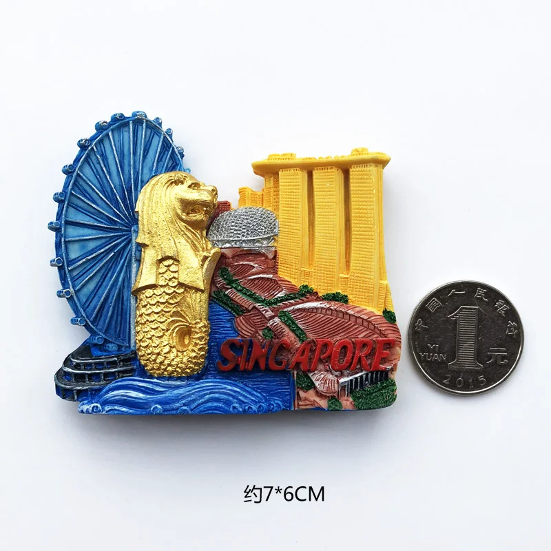 Магниты страны на холодильник Сингапур Merlion декоративные полимерные Стикеры магнит на холодильник Стикеры мировых проездных сувенирные магнитные - Цвет: F6
