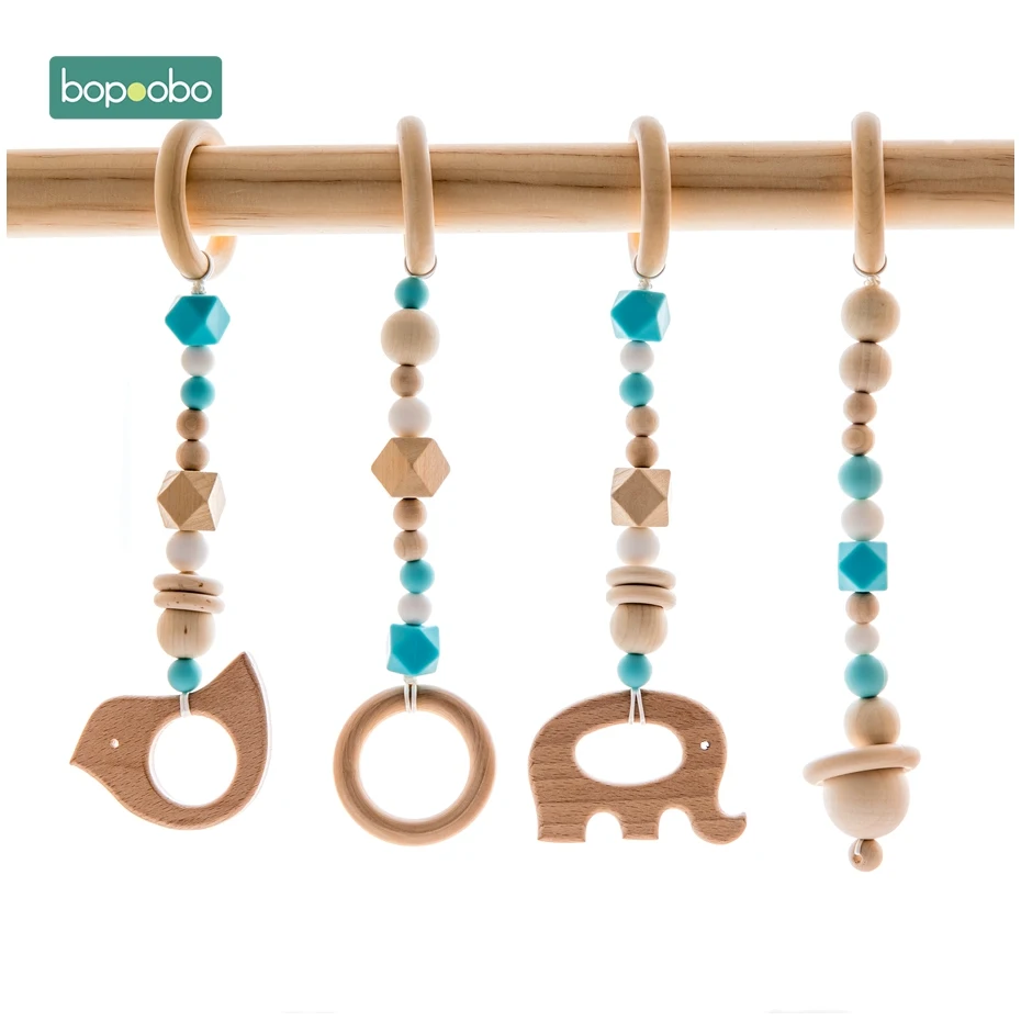 Bopoobo 1 набор, Детские деревянные игрушки для детей, для занятий спортом, детский спортивный музыкальный подарок, игрушки для новорожденных, сенсорная структура, подарки для кормящих детей - Цвет: Blue Set