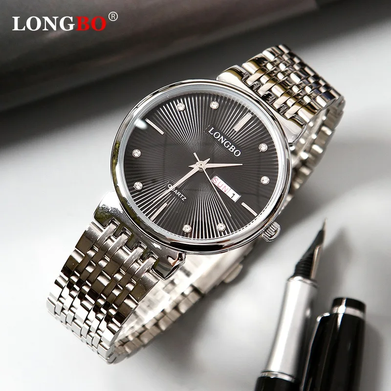 

LONGBO New Casual Business Watches for Men Classic Black Watch Top Brand Quartz Clock Male Stainless Steel Band Wristwatch Time